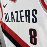 22/23 Trail Blazers AFIDIA #8 White City Edition Top Quality Hot Pressing NBA Jersey