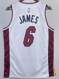22/23 HEAT JAMES #6 White Top Quality Hot Pressing NBA Jersey (V领）