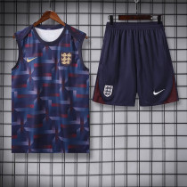 24/25 England Blue Purple  Checkered  Tank top and shorts suit（方格蓝紫）