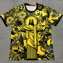 25/26 Brazil Christ Statue Special Edition Gold Fans Soccer Jersey