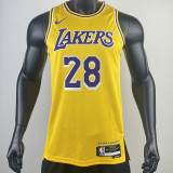22/23 LAKERS HACHIMURA #28 Yellow Top Quality Hot Pressing NBA Jersey(圆领)