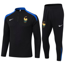 24/25 France Black Half Pull Tracksuit (半拉链)
