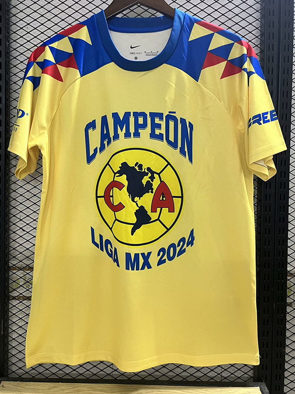 2024 Club America Champion Yellow T-shirt  （胸前C A字）