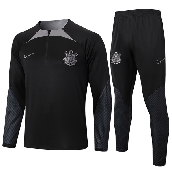24/25  Corinthians Black Half Pull Tracksuit  (半拉链、B840)