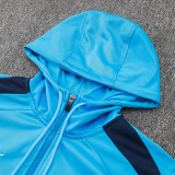 24/25 Man City SKY Blue Hooded  Half Pull Tracksuit(Add Fluff)  (半拉链、加绒F606)