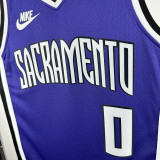 24/25 Kings MOKE #0 Purple  Top Quality Hot Pressing Retro  NBA Jersey