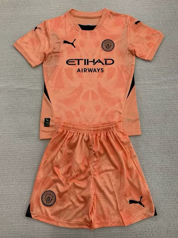 24/25 Man City Orange Goalkeeper Kids Soccer Jersey