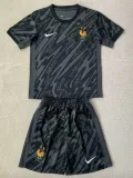 24/25 France Black Goalkeeper Kids Soccer Jersey