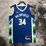 22/23 BUCKS ANTETOKOUNMPO #34 Blue City Edition Top Quality Hot Pressing NBA Jersey