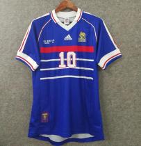 1998 ZIDANE #10 France Home Retro Soccer Jersey(右胸带小字)