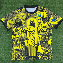 2024 Brazil Christ statue Yellow  Fans Soccer Jersey