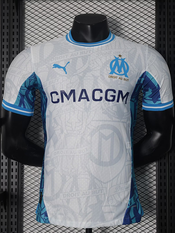 24/25 Marseille White & Blue Special Edition Player Version Soccer Jersey (白蓝）