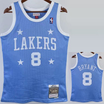 2004/05 LAKERS BRYANT #8 Sky Blue Retro Top Quality Hot Pressing NBA Jersey(圆领）