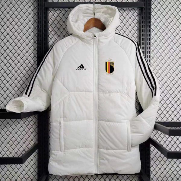 23/24 Belgium White Hooded Cotton Coat Black Edge (黑色边) 棉衣
