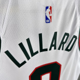 17/18 BUCKS LILLARD #0 White Retro Top Quality Hot Pressing NBA Jersey