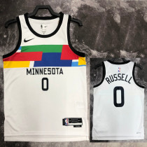 22/23 TIMBERWOLVES RUSSELL #0 White City Edition Top Quality Hot Pressing NBA Jersey
