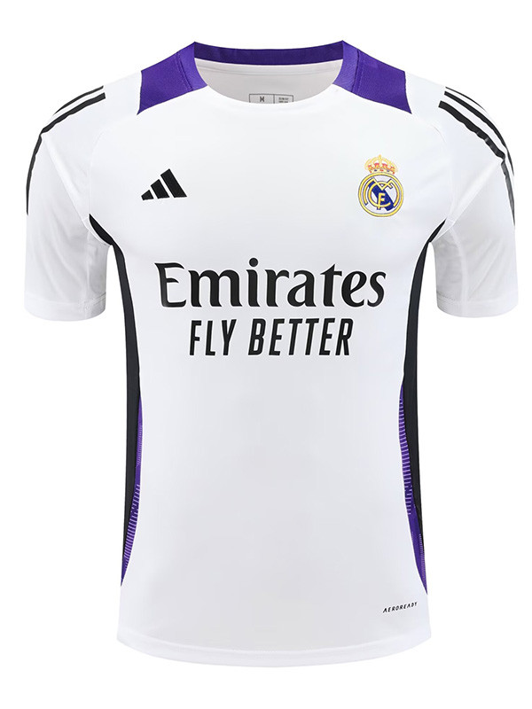 24/25 RMA White(Purple Shoulders) Training Shirts(白色紫肩）