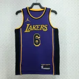 22/23 LAKERS JAMES #6 Purple Top Quality Hot Pressing NBA Jersey (Trapeze Edition)