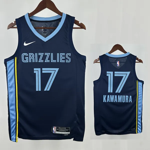 22/23 Grizzlies KAWAMURA #17 Dark Blue  Top Quality Hot Pressing NBA Jersey