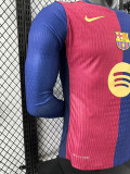 24/25 BAR Home Player Version Long Sleeve  Soccer Jersey('胸花'长袖）