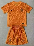 24/25 France Orange Goalkeeper Kids Soccer Jersey