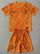 24/25 France Orange Goalkeeper Kids Soccer Jersey