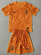 24/25 France Orange Goalkeeper Kids Soccer Jersey