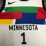 22/23 TIMBERWOLVES EDWARDS #1 White City Edition Top Quality Hot Pressing NBA Jersey