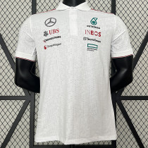 2024 F1 Formula One Mercedes Polo White Racing Suit(有领)