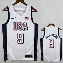 2024 Olympic Game USA HALLIBURTON # 9 White Basketball Jersey
