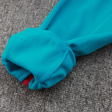 24/25 PSG Lake Blue Hooded  Half Pull Tracksuit(Add Fluff)  (半拉链、加绒F599)