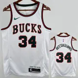 17/18 BUCKS ANTETOKOUNMPO #34 White Retro Top Quality Hot Pressing NBA Jersey