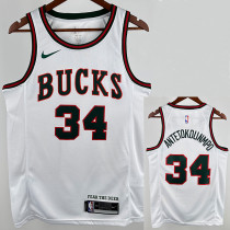 17/18 BUCKS ANTETOKOUNMPO #34 White Retro Top Quality Hot Pressing NBA Jersey