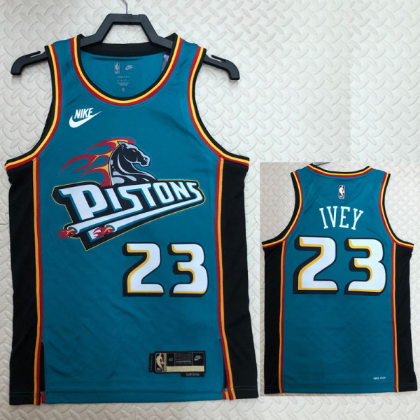 22/23 Pistons IVEY #23 Blue Top Quality Hot Pressing NBA Jersey (Retro Logo)