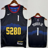 23/24 Nuggets PORTERJR. #1 Black City Edition Top Quality Hot Pressing NBA Jersey