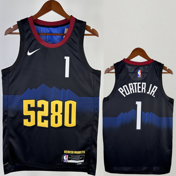 23/24 Nuggets PORTERJR. #1 Black City Edition Top Quality Hot Pressing NBA Jersey