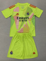 24/25 RMA Light Green Goalkeeper Kids Soccer Jersey
