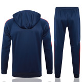 24/25 Italy Royal Blue Hooded  Half Pull Tracksuit(Add Fluff)  (半拉链、加绒F597)