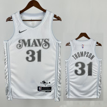 24/25 Dallas Mavericks THOMPSON # 31 White City Edition  Top Quality Hot Pressing Retro NBA Jersey