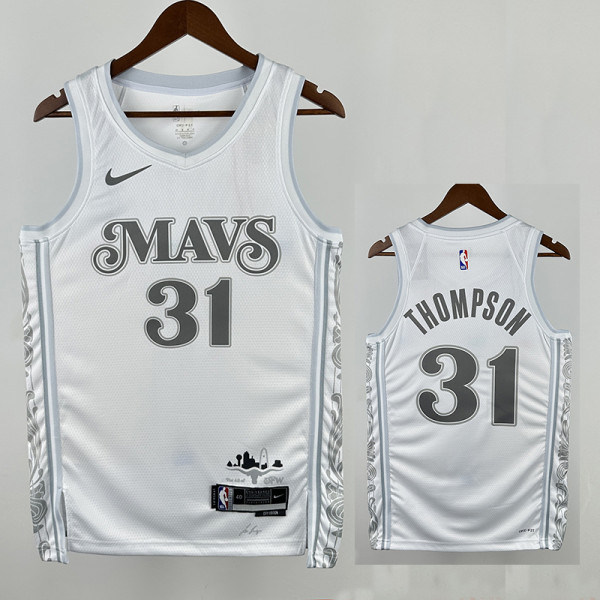 24/25 Dallas Mavericks THOMPSON # 31 White City Edition  Top Quality Hot Pressing Retro NBA Jersey