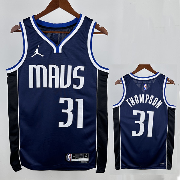 22/23 Dallas Mavericks THOMPSON #31 Royal Blue Flying Man Top Quality Hot Pressing  NBA Jersey飞人版（V领）