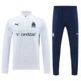 24/25 Marseille White& Blue pants Half Pull Tracksuit  (半拉链、宝蓝裤)