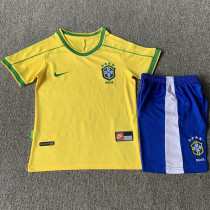 1998 Brazil Home Kids Retro Soccer Jersey