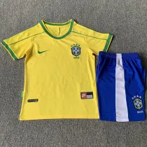 1998 Brazil Home Kids Retro Soccer Jersey