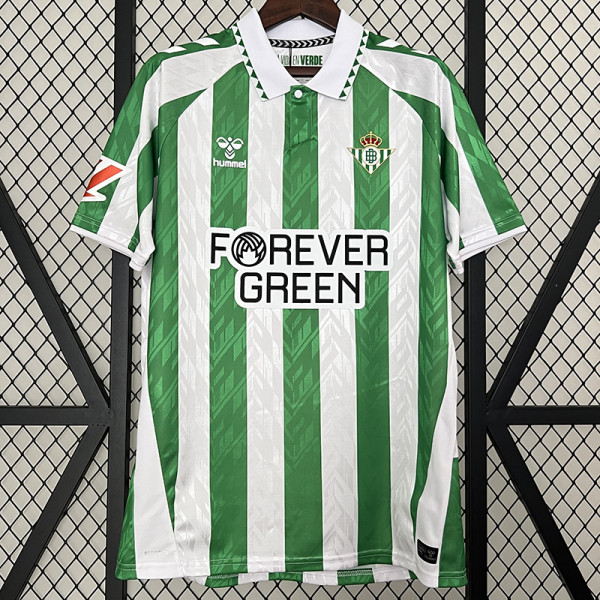 24/25 Real Betis Home Fans Soccer Jersey(胸前FREVER GREEN广告)