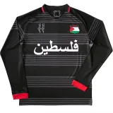 24/25 Palestine Black Grey Arabic Version Long Sleeve Fans Soccer Jersey(背带图）