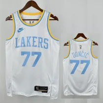 22/23 LAKERS DONCIC'#77 White Retro Top Quality Hot Pressing NBA Jersey