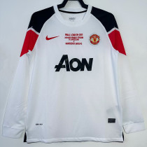 2010/2011 Man Utd Away  Long Sleeve Retro Soccer Jersey (欧冠版\胸前字)
