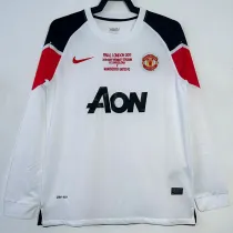 2010/2011 Man Utd Away  Long Sleeve Retro Soccer Jersey (欧冠版\胸前字)