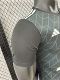 24/25  Algeria Black Check  Player Version Soccer Jersey（胸前白广告）(V领）